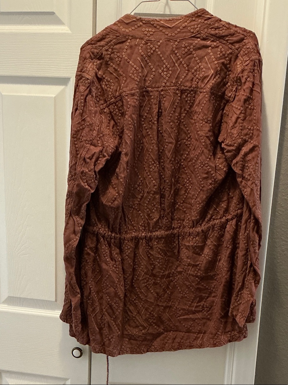 Angie Rust Button-Front Textured Tunic - Picture 2 of 3
